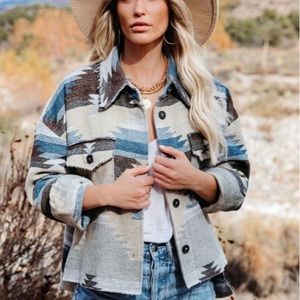 LA MIEL Aztec Patterned Button Down Shirt